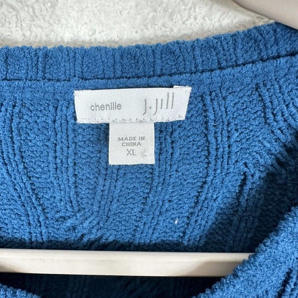 J Jill Blue Chenille Tunic Sweater Womens XL Super SOFT Chunky Cable Knit - Picture 2 of 7